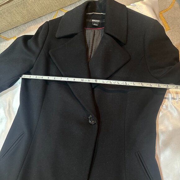 DKNY Elegant Black Wool Cashmere Blend Maxi Coat, Size 14 - Picture 11 of 16